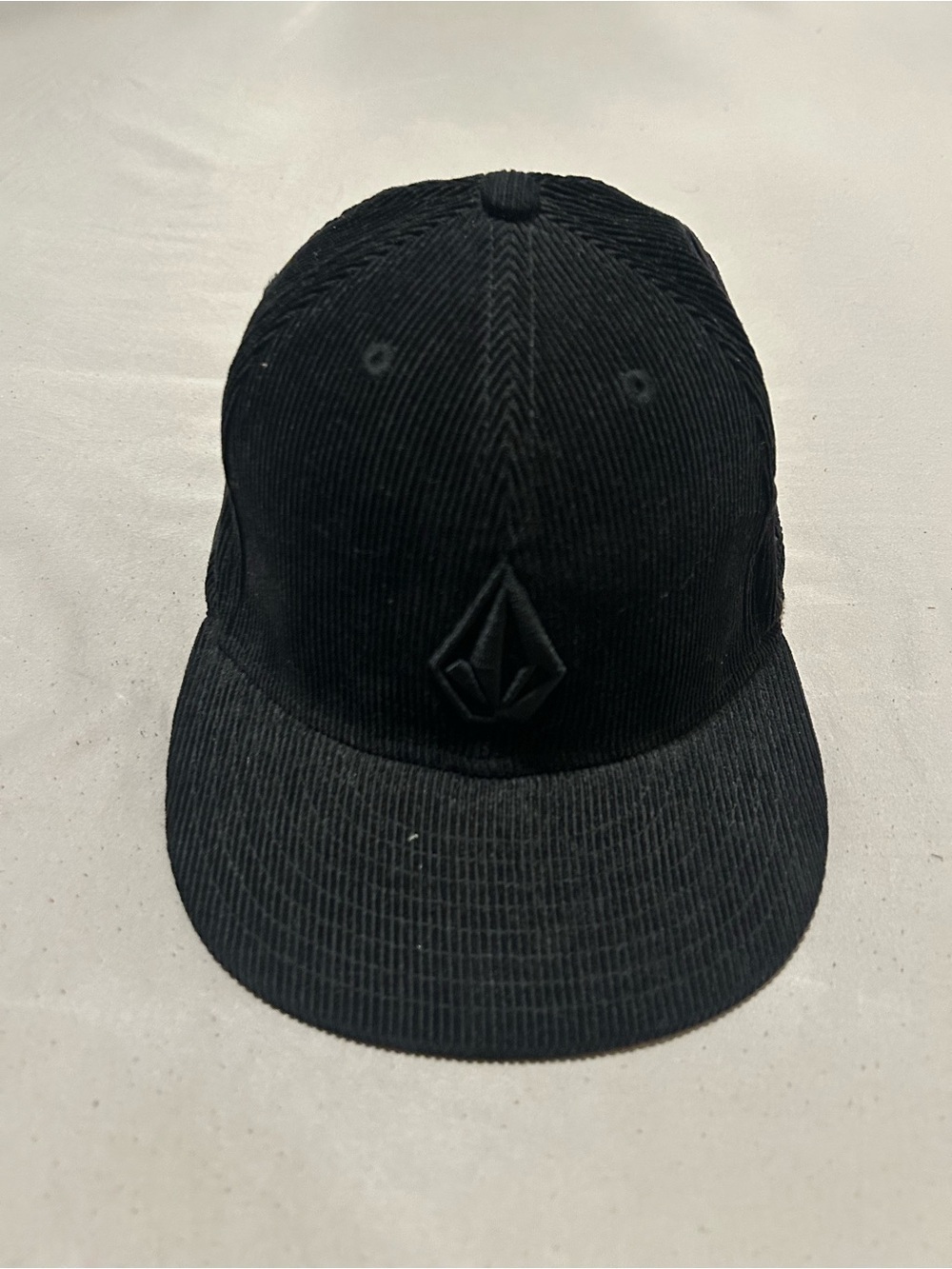 Volcom Black Corduroy Logo Flat-Brim Snapback